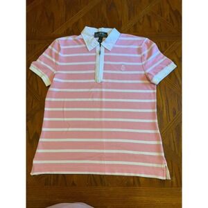 Ralph Lauren Active Pink Striped 1/4 Zip Polo Shirt Women's Size XL Women's Golf